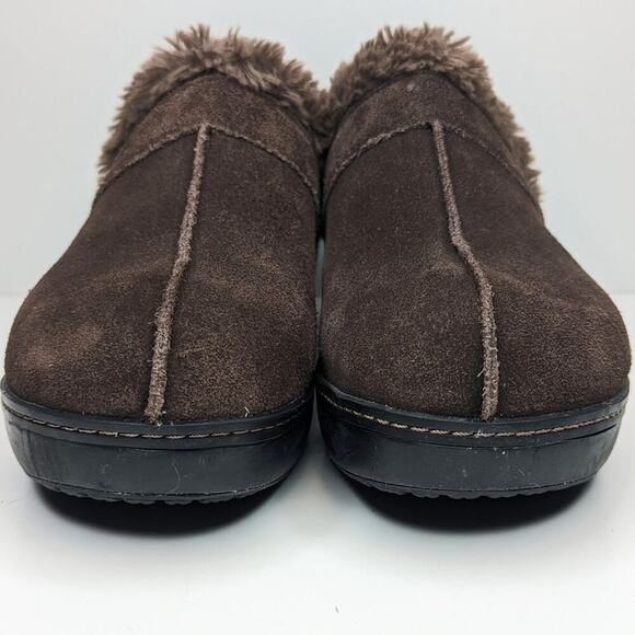 CROCS suede leather mules clogs suede fur lined women's size 11 - Picture 4 of 10